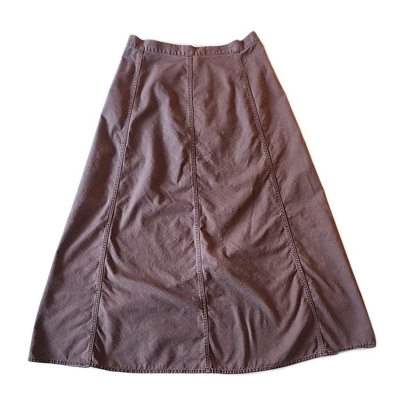VTG LL Bean Midi Skirt A-Line Cottage Preppy Dark Academia Zip Brown Sz Women 12 - Picture 2 of 9